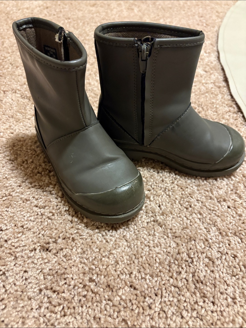 Zara toddler Olive Green Zip-Up Rain Boots